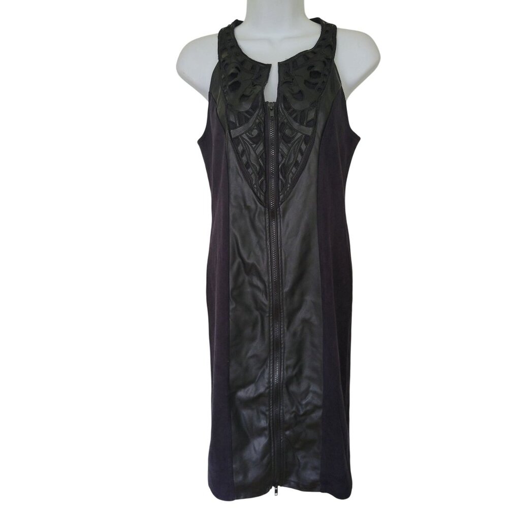Buffalo David Bitton Sleeveless Faux Leather Bodycon Dress‎ S Black